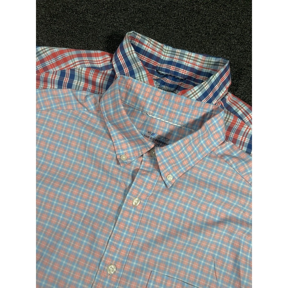 Vineyard Vines On The Go OTG Shirt Men XL Blue Plaid Brrr Performance - Lot Of 2